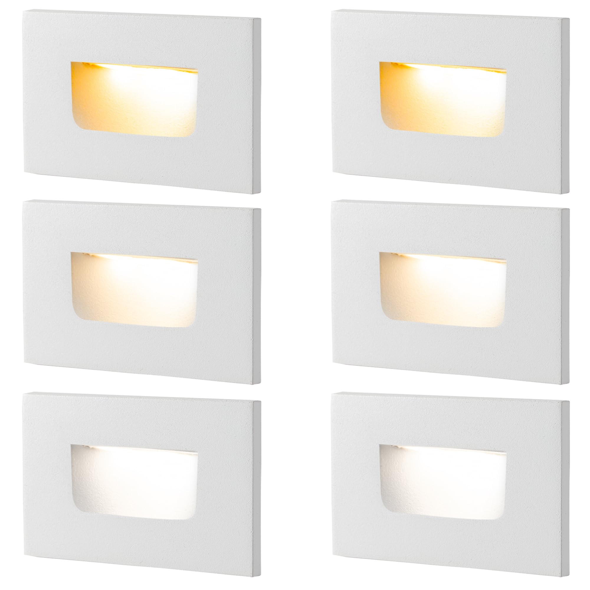 FTL Outdoor Step Lights LED Stair Lights Indoor Dimmable, 120V 3CCT 3.5W Color Changing 3000K/4000K/5000K Deck Stair Lights, 150LM Waterproof Interior White Lights for Steps Aluminum Outdoor, 6 Pack