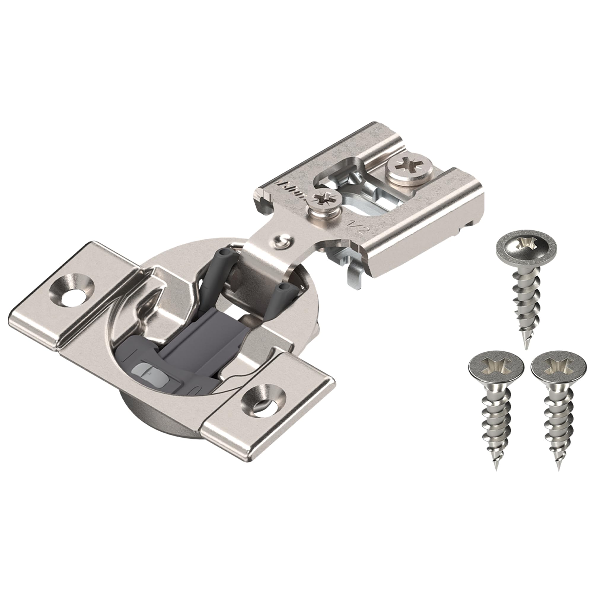 Blum Compact BLUMOTION Hinge 10 Pack, 1/2" Overlay, 105° Opening Angle, Steel, Integrated Soft-Close Hinges for Face Frame Cabinets