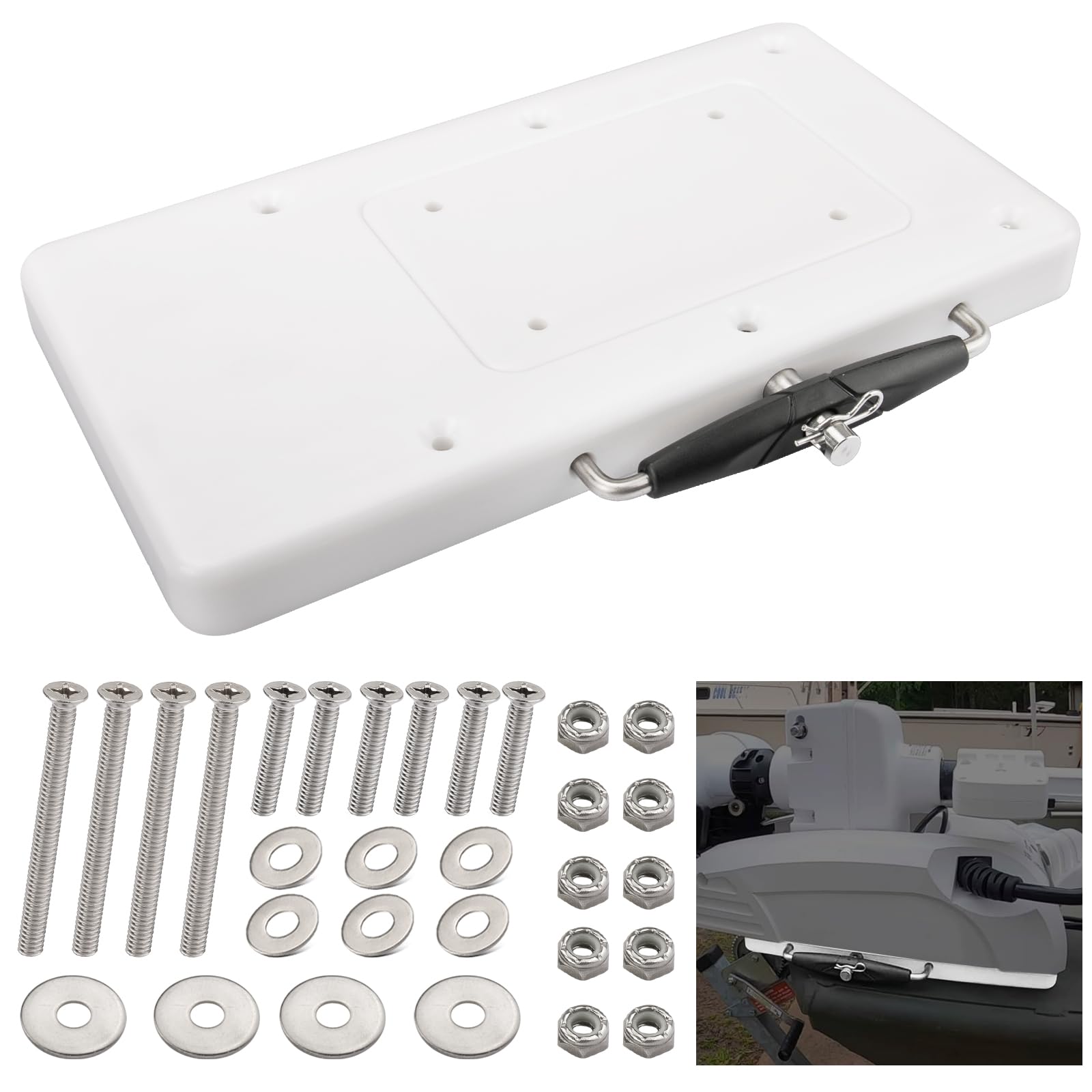 No screws or hardware included Trolling Motor Quick Release Mount Bracket for Minn Kota Ulterra, Terrova, PowerDrive V2, Riptide ST SP, Deckhand 40, Electric Steer Trolling Motor Mounting Plate, for 1854017 / RTA-17 White