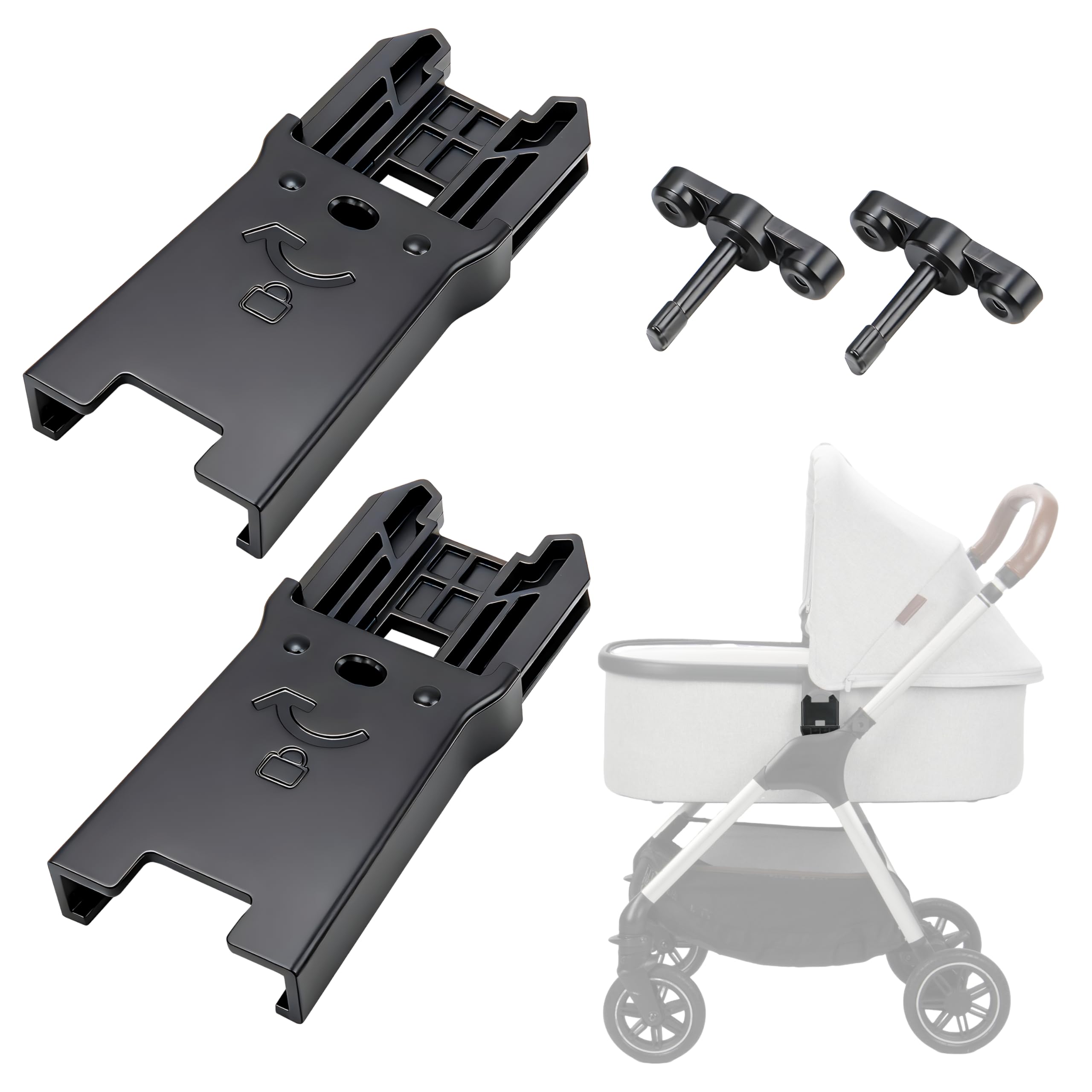 FANTOVO Connector for UPPAbaby V1/V2/V3 Bassinet to Nuna TRIV Next & Nuna SWIV -Easy to Install, Safe and Durable Adapter to Connect Strollers and Bassinets (2-Pack)