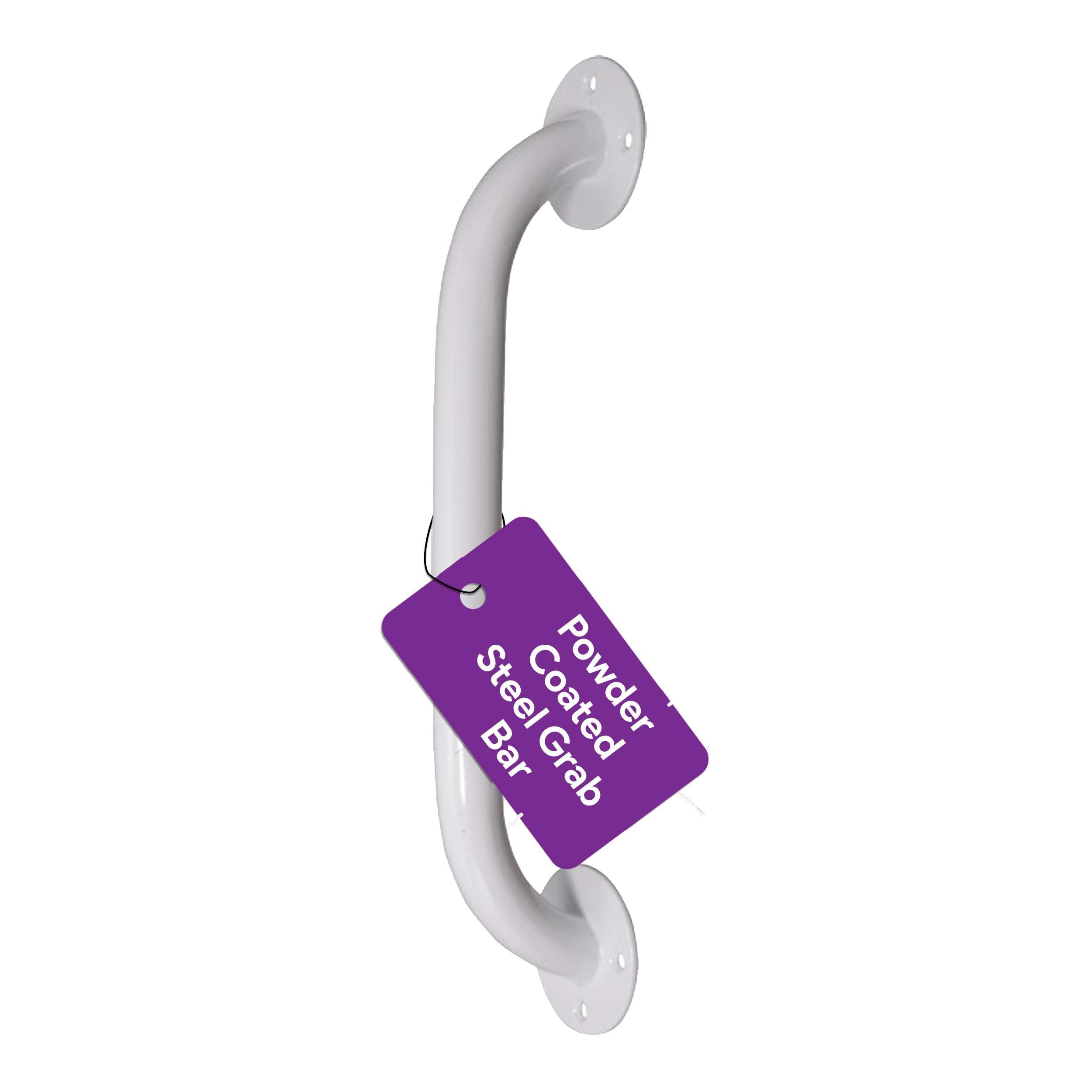 White 16 Inch Grab Bars for Bathtubs and Showers - Powder Coated Steel Bathroom Safety Rail Handle - Non Slip Grip Handicap Grab Bar for Seniors, 250 lbs Weight Support Capacity