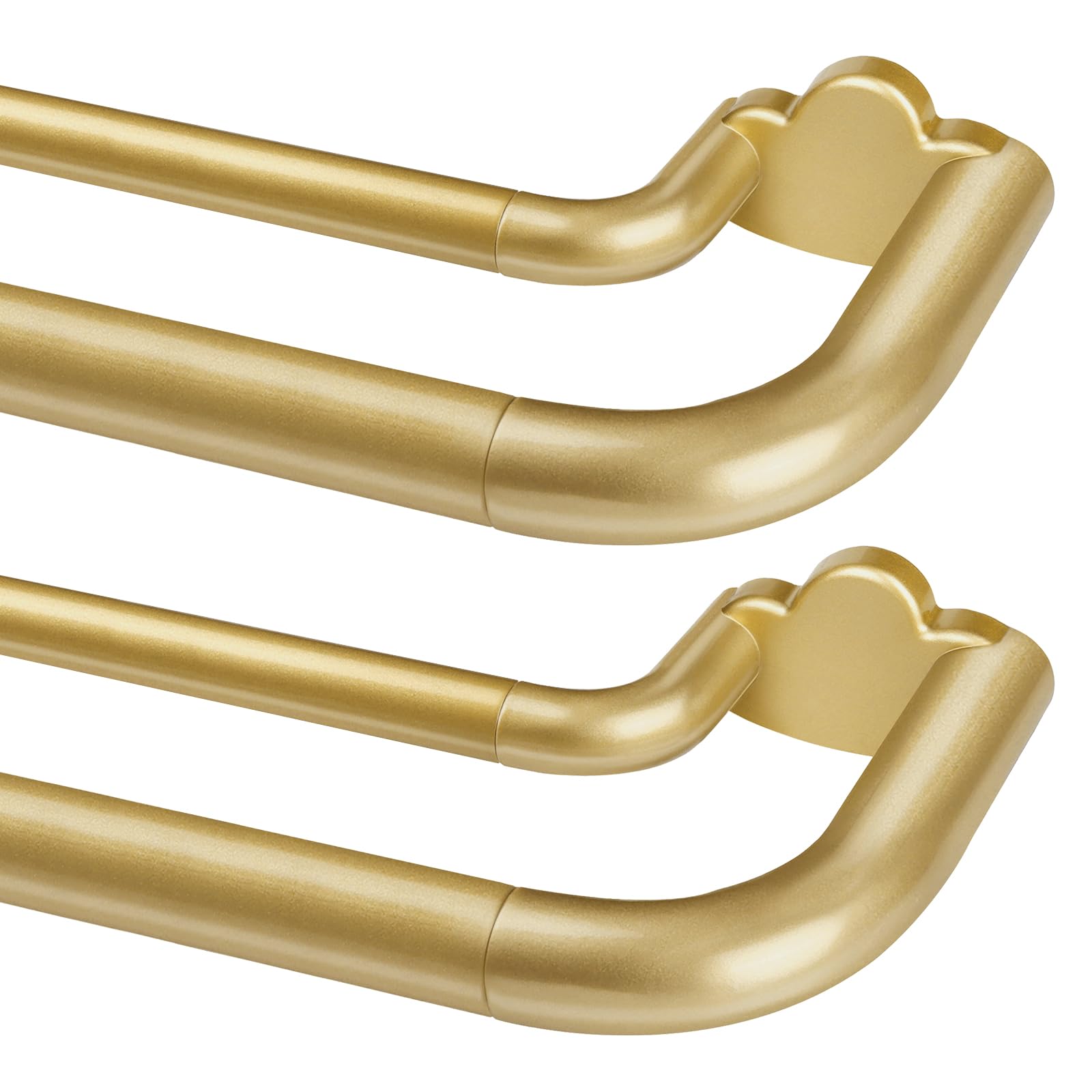 Double Curtain Rods 2 Pack 32 to 58 Inches, HOTOZON Blackout Double Curtain Rods for Windows 20 to 54 Inches (1.6-4.5 ft), 6/8 Inches Wrap Around Room Darkening Telescoping Drapery Rod, Gold