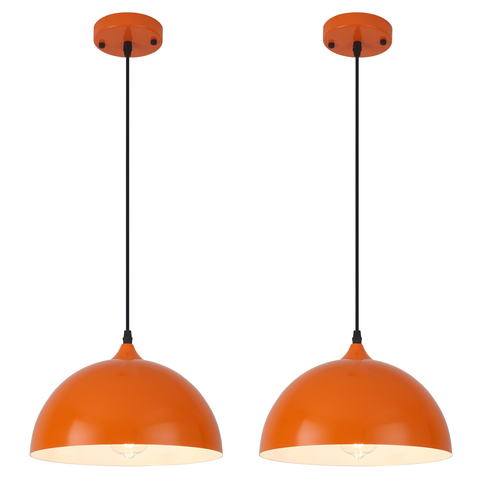 SESIMENT Orange Kitchen Pendant Lights,11.8inches 2 Packs Pendant Light, Farmhouse Pendant Light, Pendant Lights Kitchen Island for Living Room, Bedroom, Dinning Room