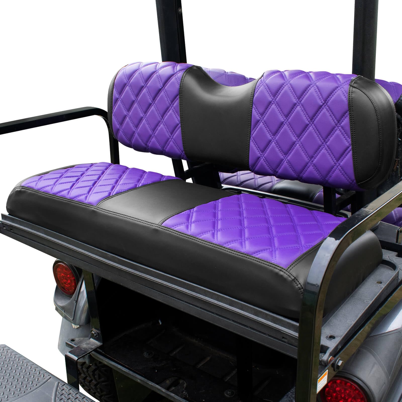 Golf Cart Seat Cover Purple Black Fits Club Car EZGO Yamaha - Missing Backrest Standard Rear Seat Cushion, No Stapler, Multiple Colors&Breathable (Purple&Black)