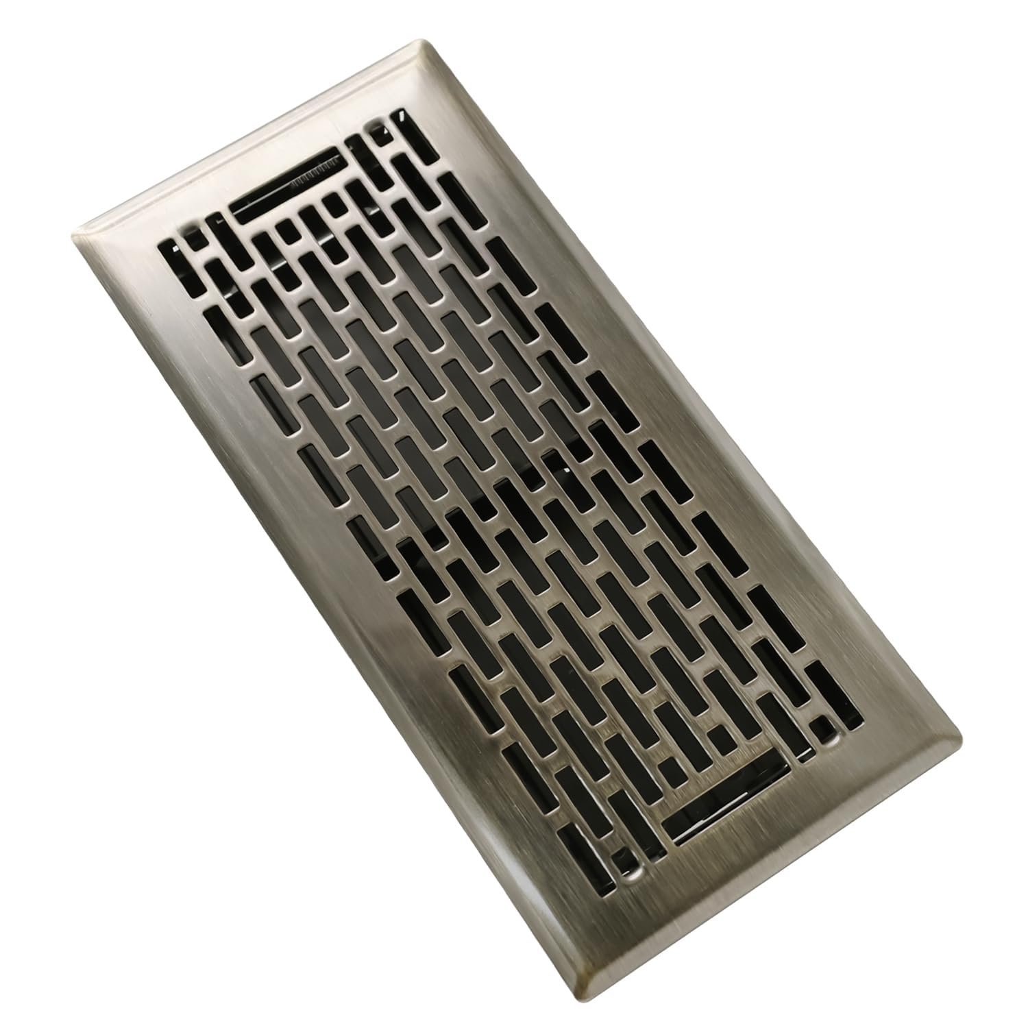 SANYCASA Floor Register 4x10 Inches Heavy Duty Walkable Steel Floor Vents Ease Adjust Air Flow Direction Floor Registers - Boston Design - Antique Brass Air Floor Vent Covers for Home