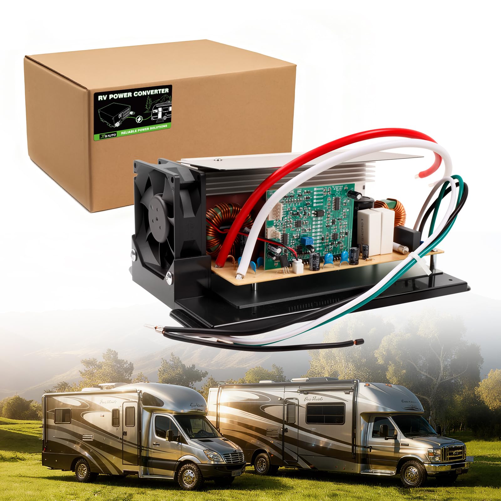 Upgrade WF-8955-AD-MBA 55 Amp RV Power Converter with 3-Stage Smart Charger | 110V AC to 12V DC Converter | Battery Charger with Thermal Protection | for RVs Camper Trailer