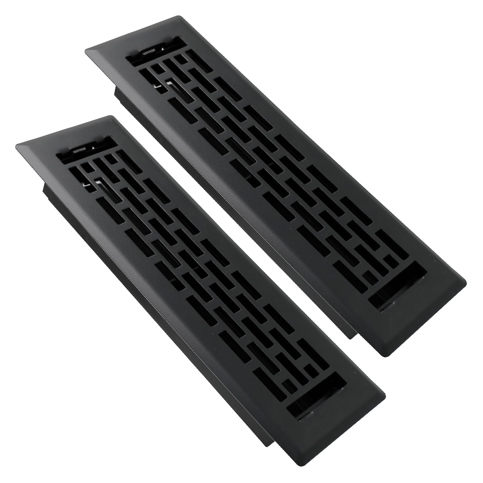 SANYCASA 2 Pack Floor Register 2x10 Inches Heavy Duty Walkable Steel Floor Vents Ease Adjust Air Flow Direction Floor Registers - Boston Design - Matte Black Air Floor Vent Covers for Home