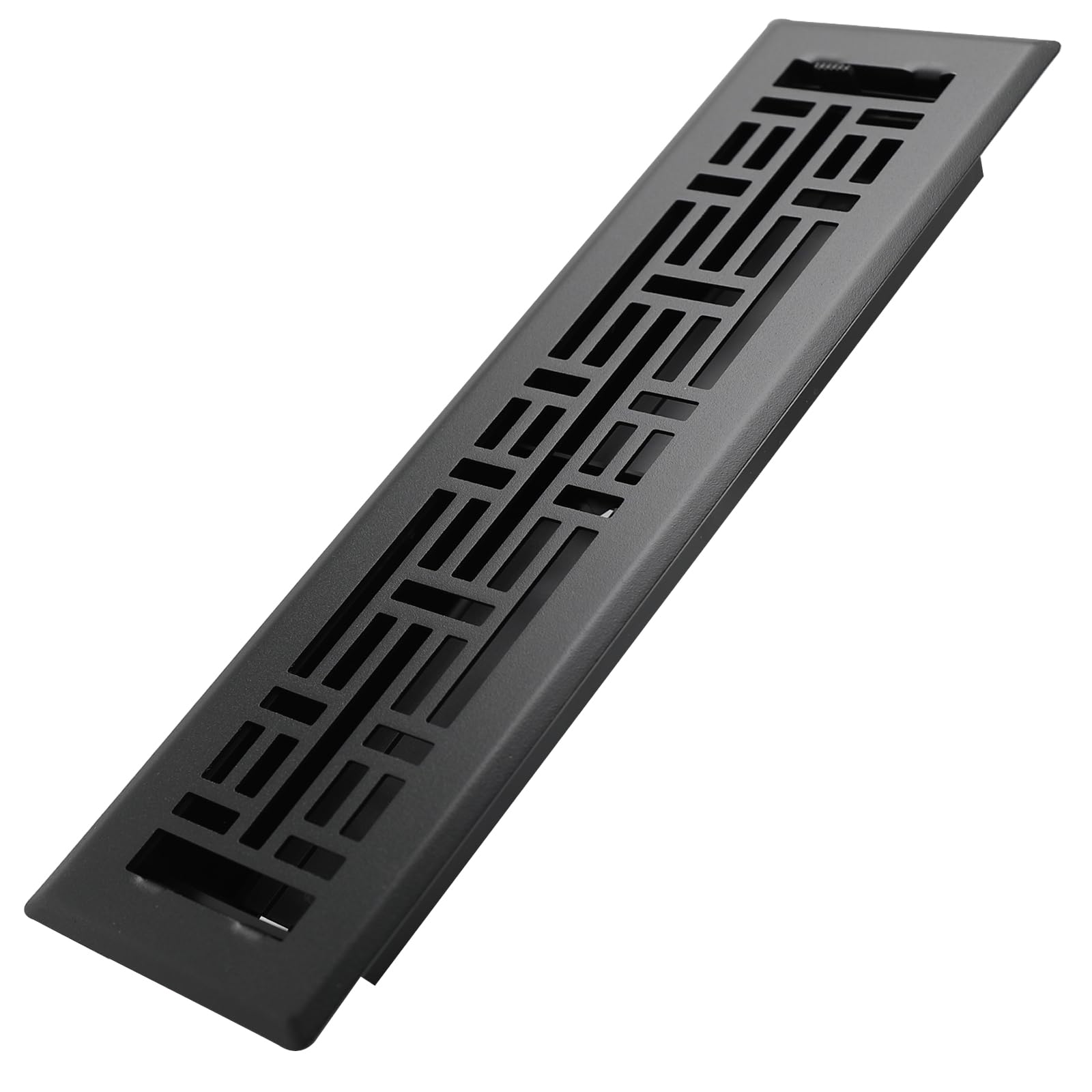 Howeall 2x12 Inches Heavy Duty Walkable Floor Register Easy Adjust Air Supply Lever Floor Vents - Seattle Design - Vent Cover for Home Floor - Matte Black
