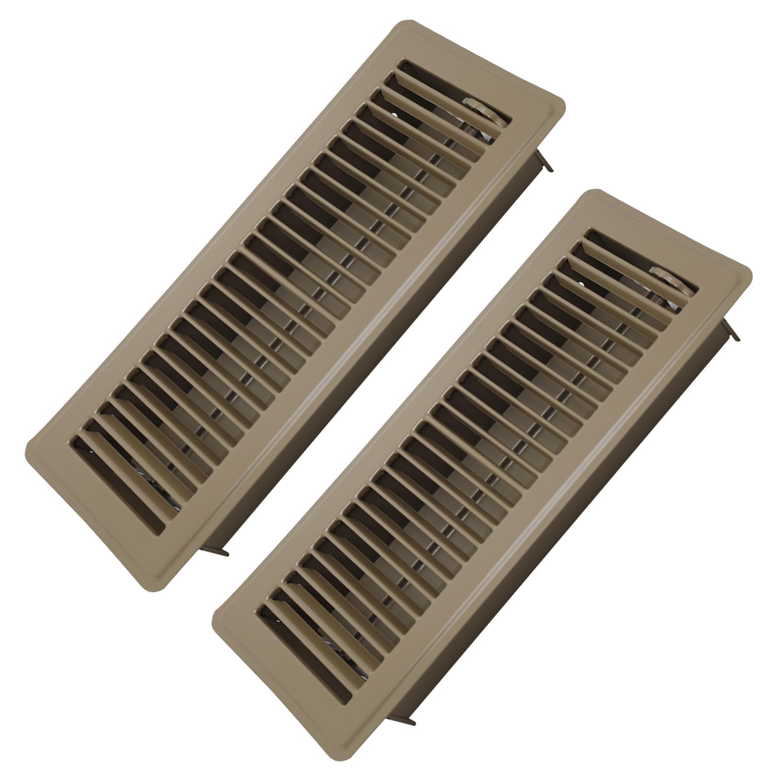 Howeall 4" x 12" Floor Register 2 Pack - Heavy Duty Steel Walkable Floor Vents - Easy Adjust Air Supply Lever - Vent Covers for Home (Brown)