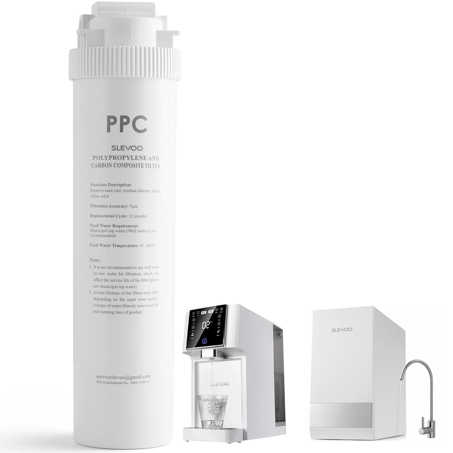 Slevoo PPC Replacement Filter, Replacement Cartridge for SJ-RO75R and SC-RO121 Reverse Osmosis Water Filter,