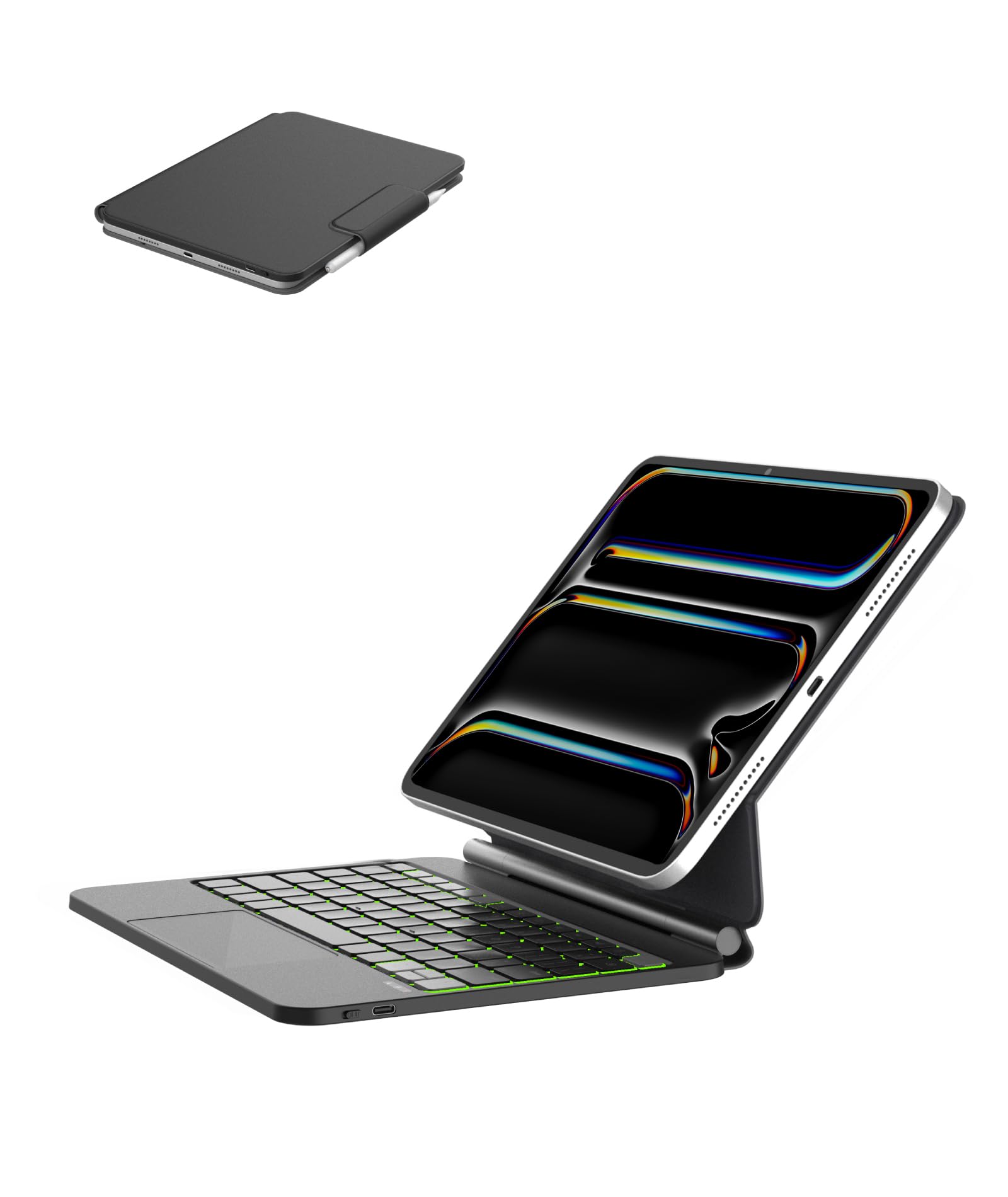 EIP Hyperkeys Keyboard for iPad Pro 11 inch (M4 / M5), 11" Magic Keyboard with Customizable Shortcuts, Full-Area Control Trackpad, Pen Sleeve, Cantilever Stand, 7-Color Backlight