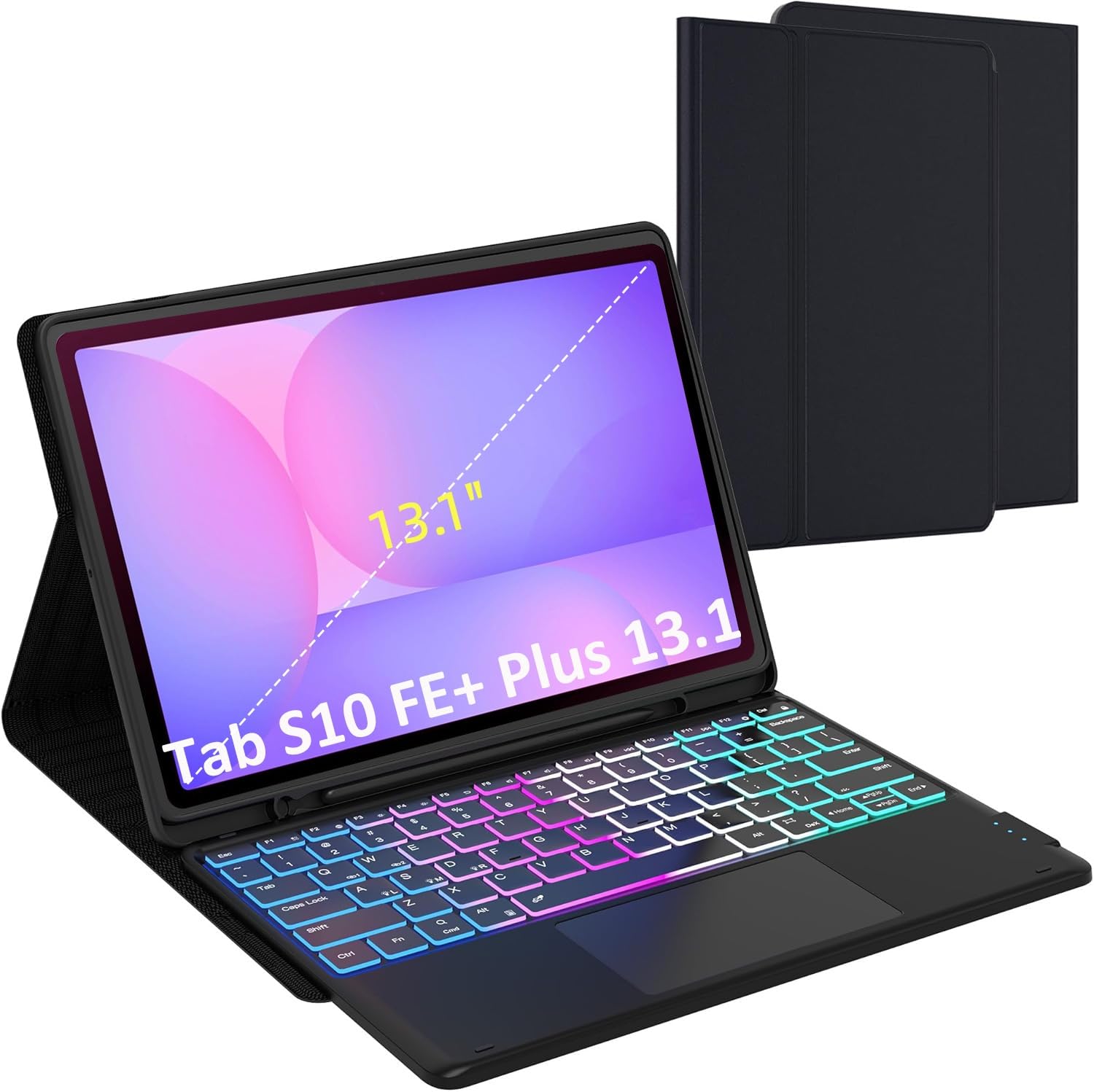 for Samsung Galaxy Tab S10 FE+ Plus 13.1" 2025 Keyboard Case: 7 Colors Backlit Trackpad Keyboard for 13.1-inch Galaxy Tab S10 FE+ - One-Click DEX Mode - Detachable Key Board Cover with Pen Holder