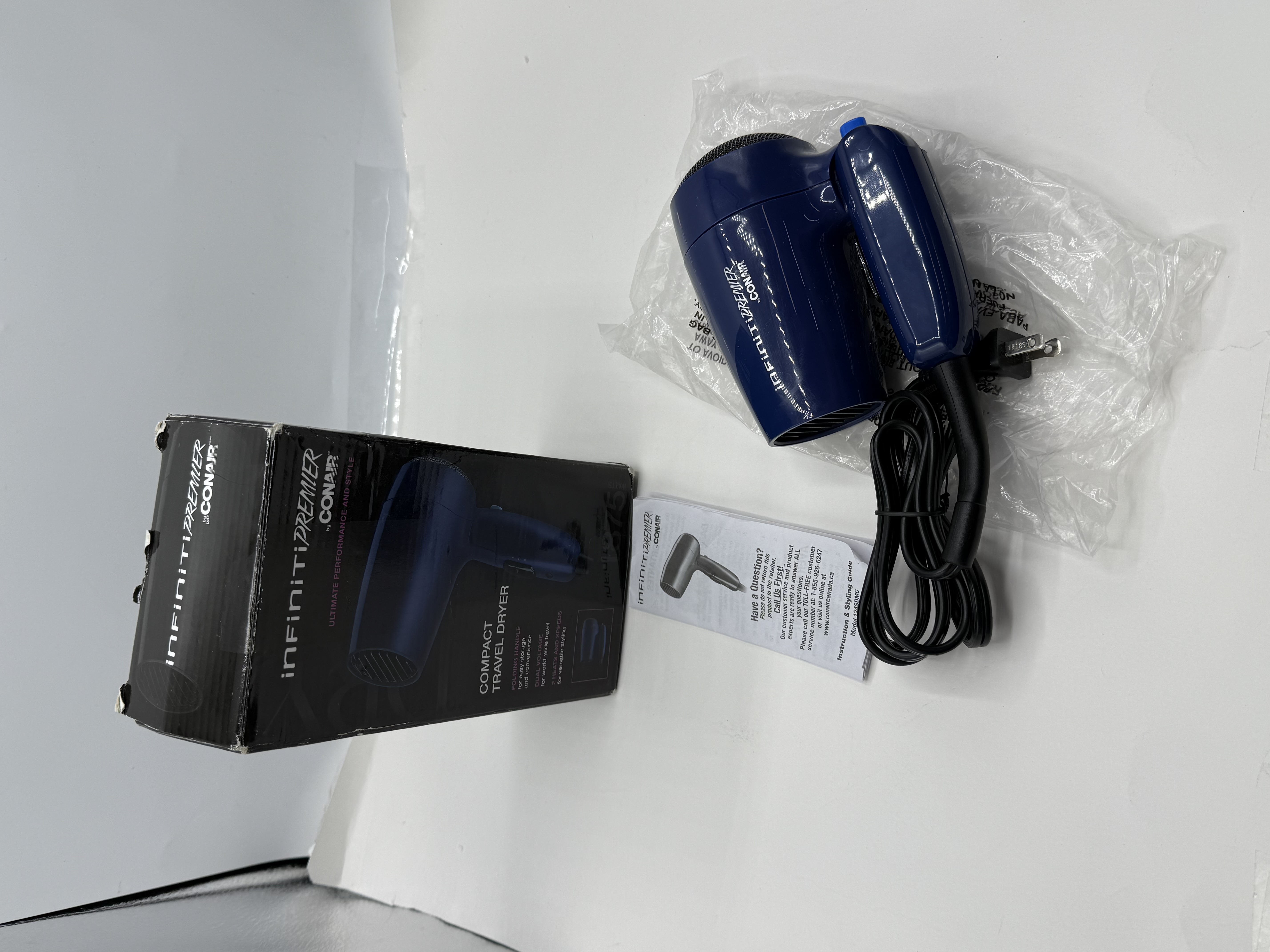 Conair Infiniti Premier Compact Folding Travel Hair Dryer 