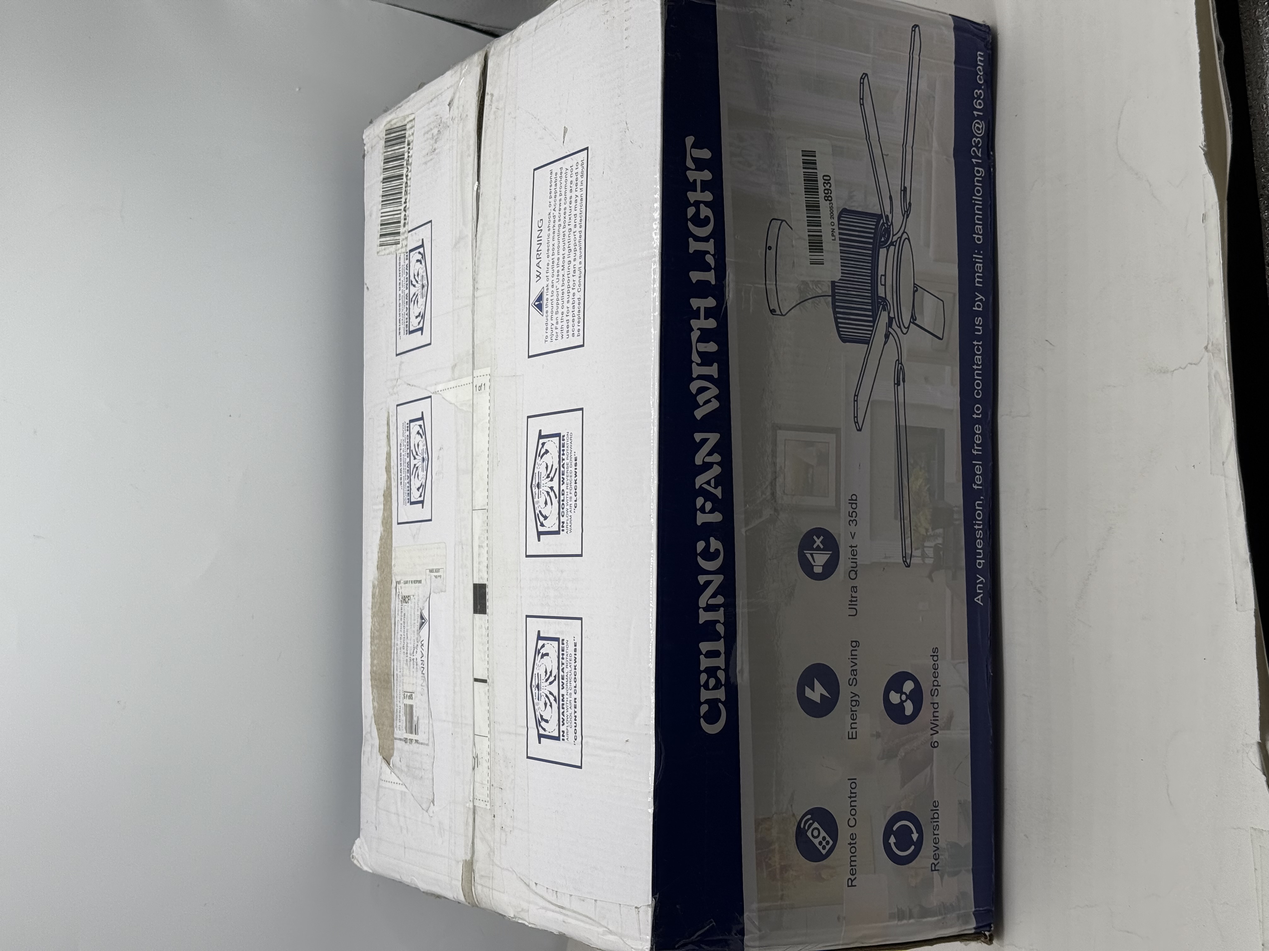 Dannilong 42" Modern Ceiling Fan with Light, Remote,  White