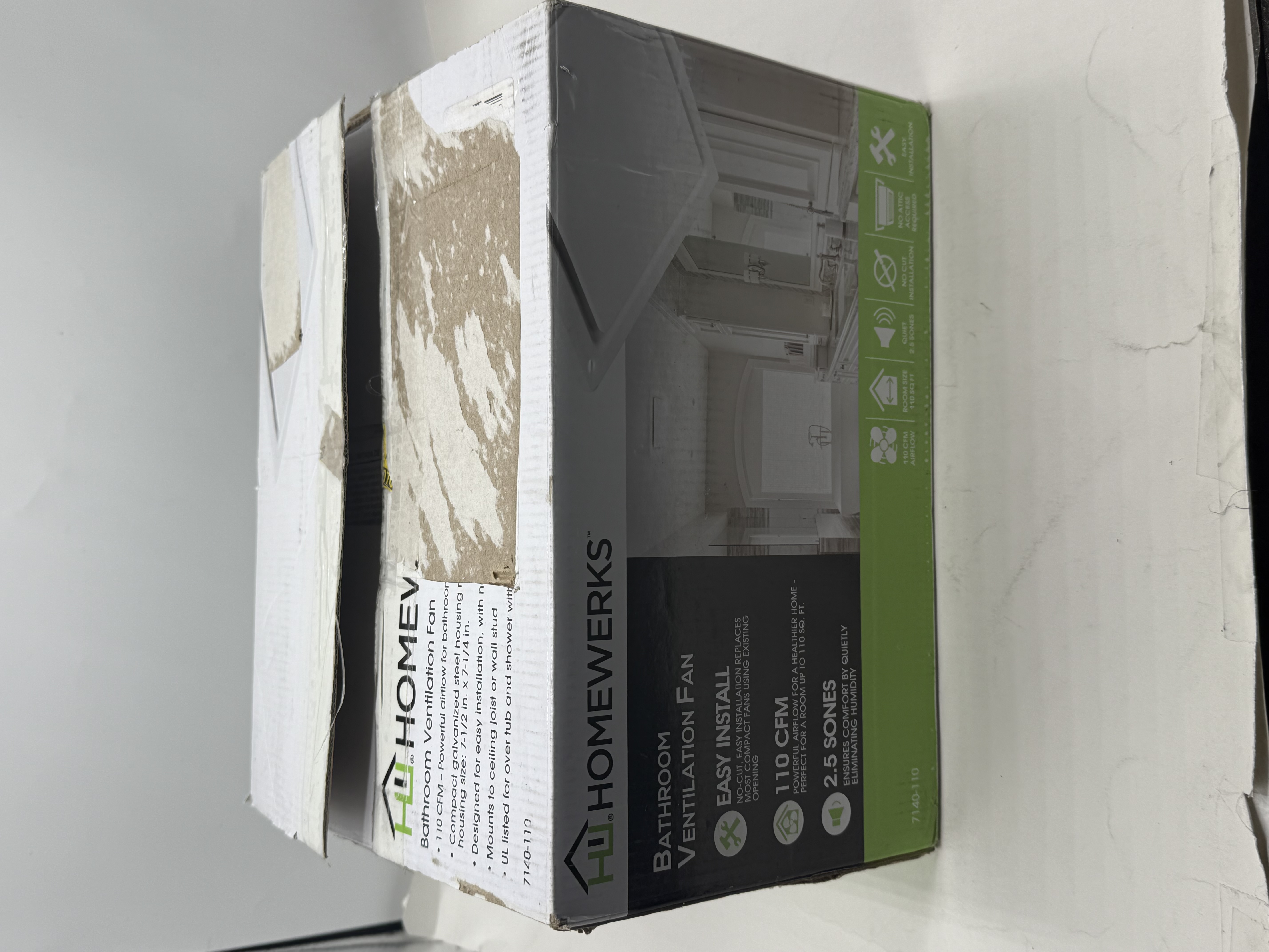 Homewerks 7140-110 Bathroom Fan Ceiling Mount Exhaust Ventilation, 2.5 Sones, 110 CFM,