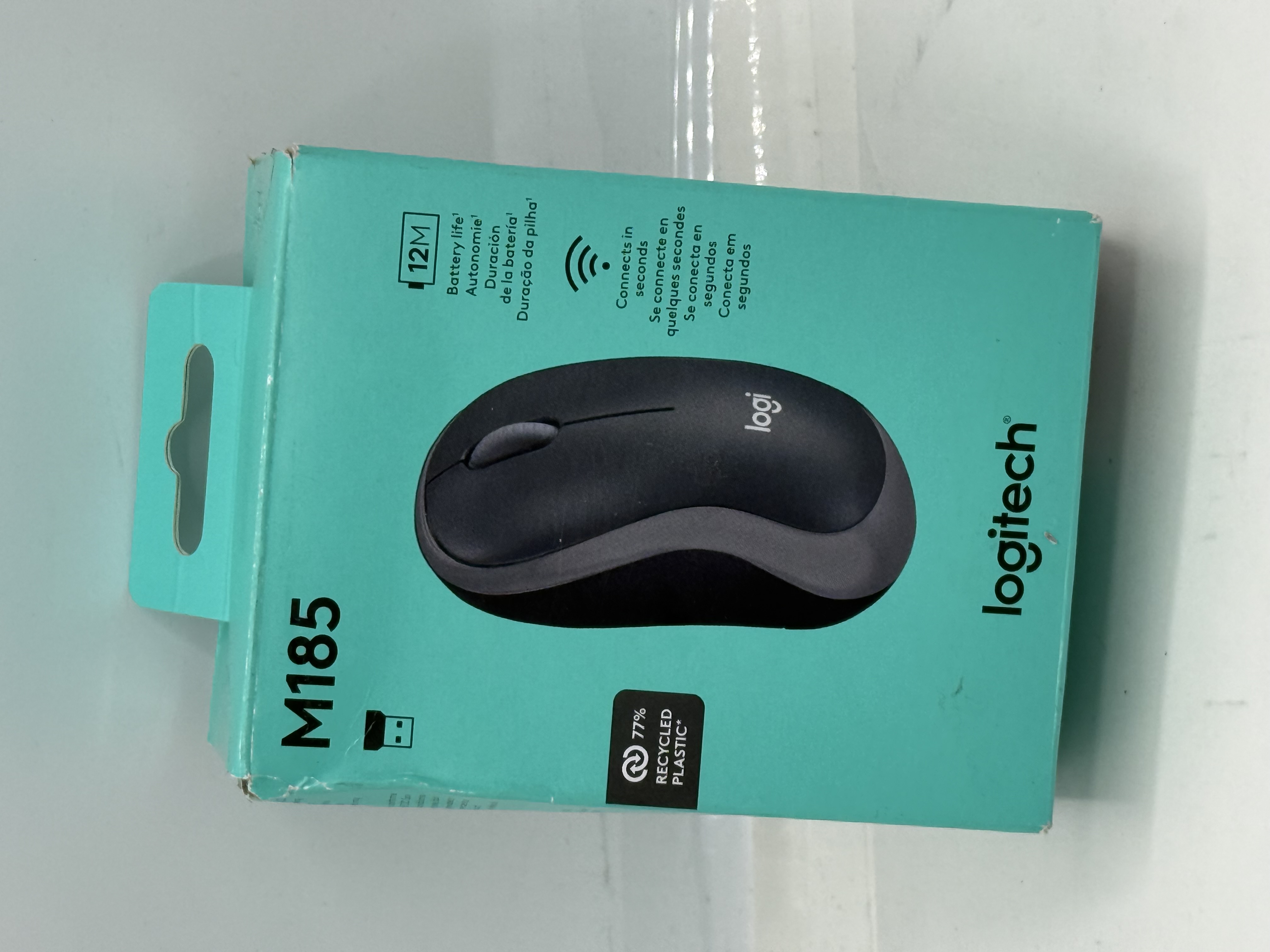 Logitech M185 Wireless Mouse, 2.4GHz w USB Mini Receiver Black
