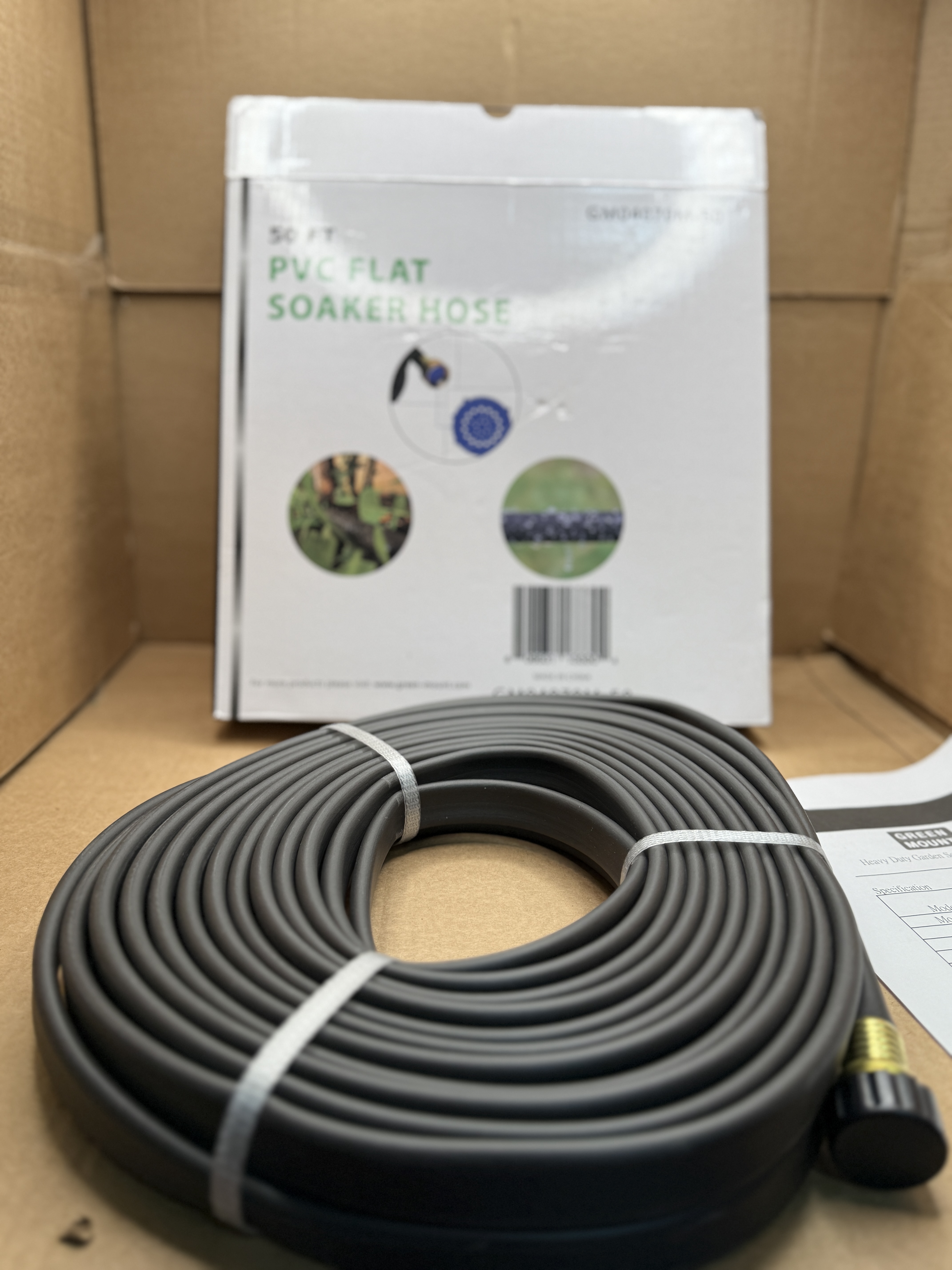 50 ft pvc flat soaker hose 1/2in x 50ft brass coupling 