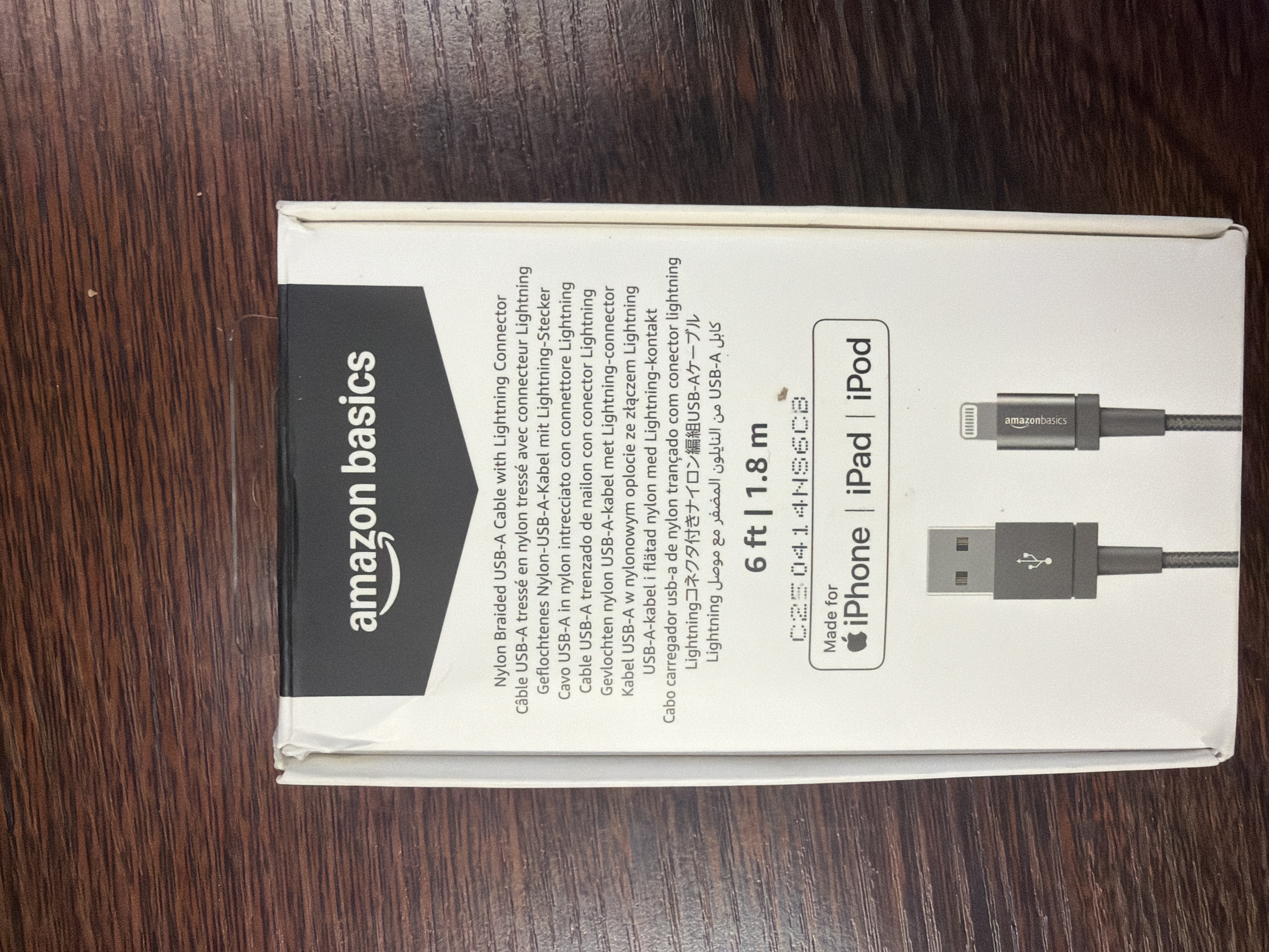AmazonBasics Nylon USB-A to USB-C Cable | 6 ft | MFi | Braided | For Apple | Universal | 2.88 ounces