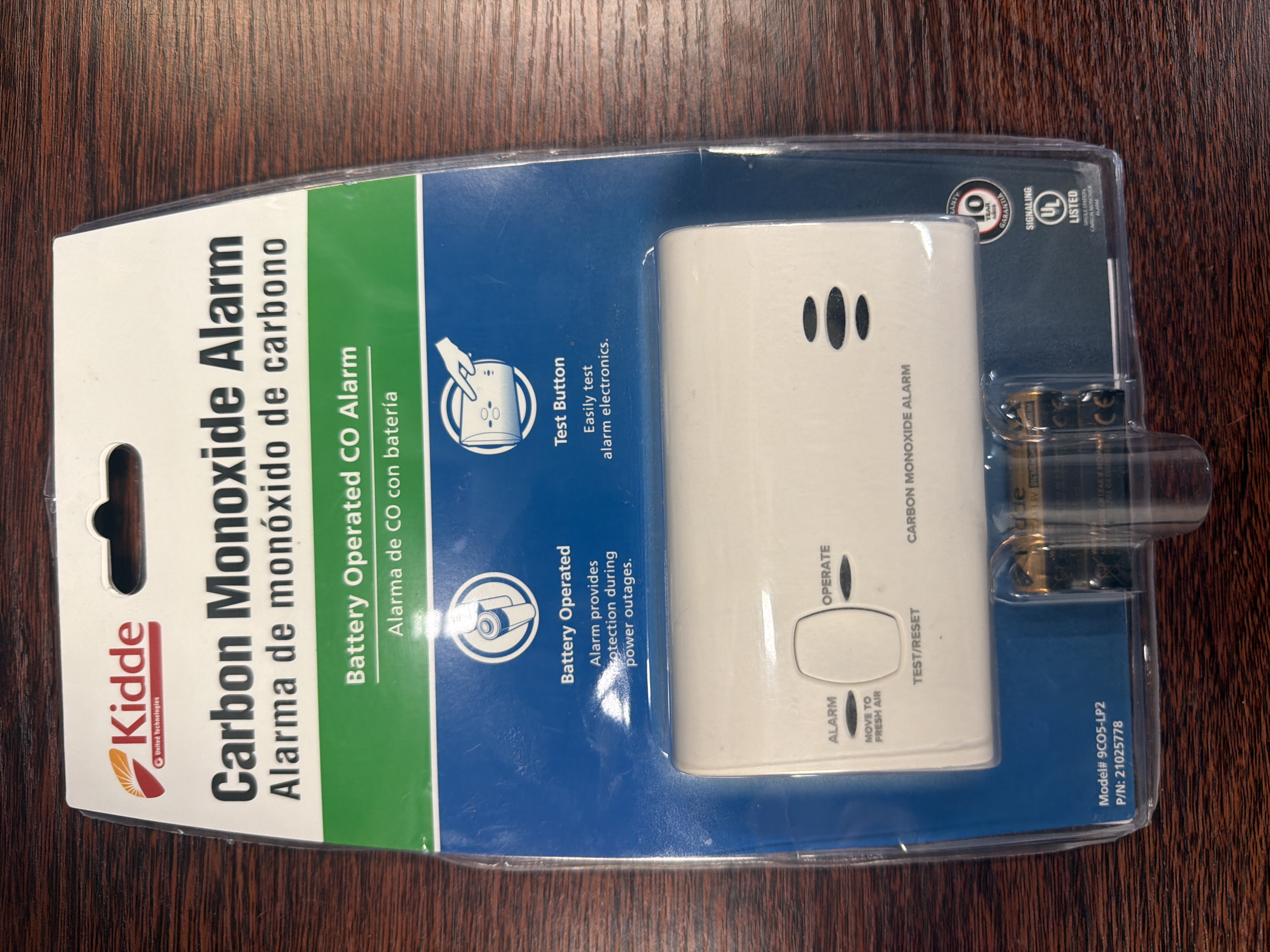 Kidde Battery Powered Carbon Monoxide Alarm with LEDs Digital Display 