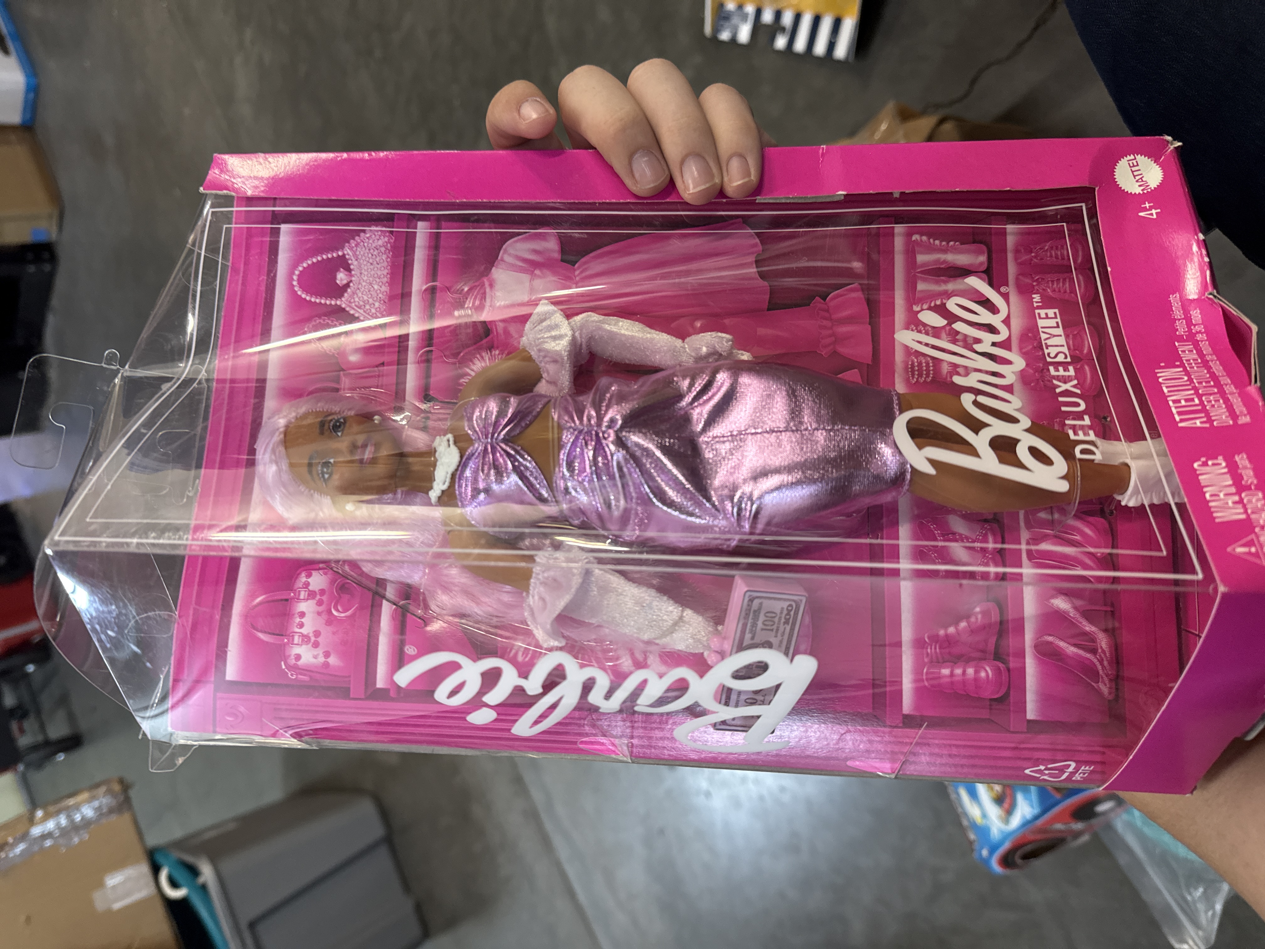 Barbie Deluxe Style Doll #1 in Glossy Pink Barbiecore Dress with Velvet Gloves  Pink Hair