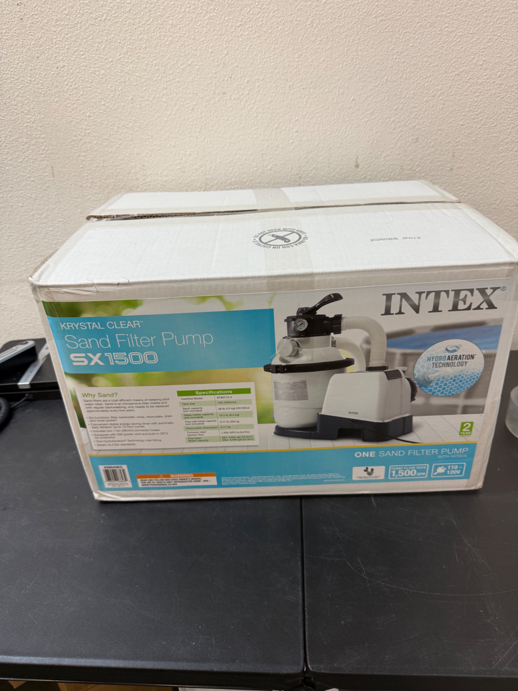 INTEX SX1500 Krystal Clear Sand Filter Pump for Above Ground Pools: 1500 GP