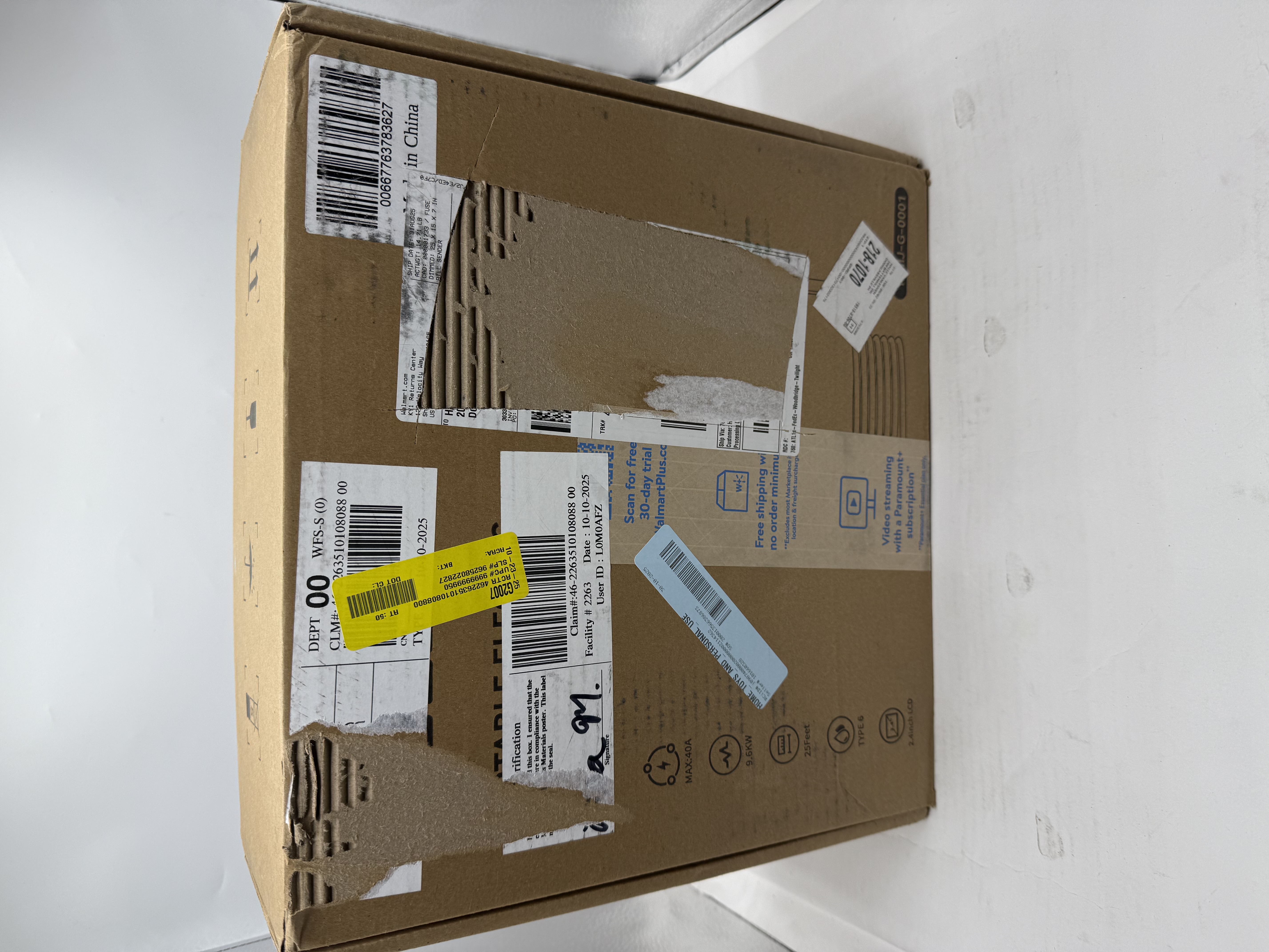 HIJOB 25FT Portable Level 2 Electric Vehicle Charger with 5-15 Adapter for Quick & Slow Charging