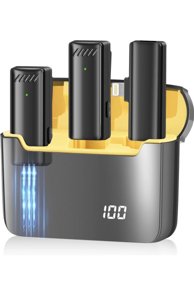 2 Pack Wireless Lavalier Microphone for Iphone Ipad with Charging Case