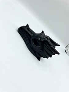 LKESAS 5.9'' Black Obsidian Crystal Dragon Skull photo 3