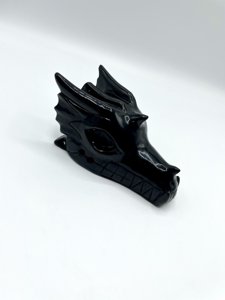 LKESAS 5.9'' Black Obsidian Crystal Dragon Skull