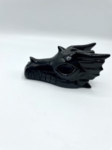 LKESAS 5.9'' Black Obsidian Crystal Dragon Skull photo 2