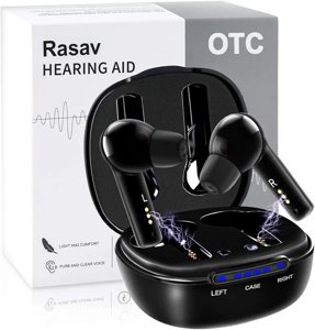 Rasav Model JH-A32BT OTC Hearing Aid with Noise Cancelling Fast Charging Black