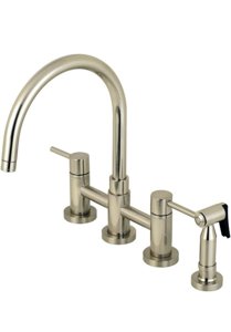Kingston Brass KS8278DLBS Two-Handle Bridge Kitchen Faucet W/Brass Side Sprayer