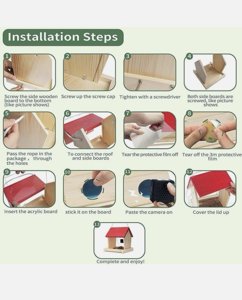 Large Handmade Bird Feeder with Wireless 1080P Camera, HD AI WiFi Camera photo 5