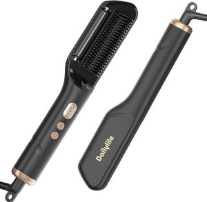DAILYLIFE Hair Straightener, Straightening Brush with Oil-Infused, Ionic Straigh