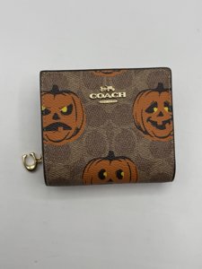 NWT COACH Snap Wallet In Signature Canvas Halloween pumpkin  CCR19 2025 photo 2