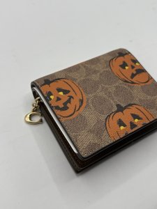 NWT COACH Snap Wallet In Signature Canvas Halloween pumpkin  CCR19 2025 photo 4