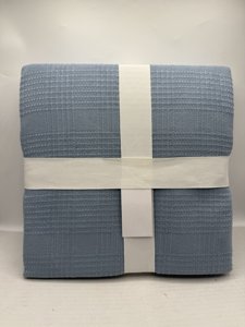 Biltmore Full/Queen Luxury Cotton Plaid Weave Blanket in steel blue photo 3