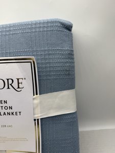 Biltmore Full/Queen Luxury Cotton Plaid Weave Blanket in steel blue photo 2
