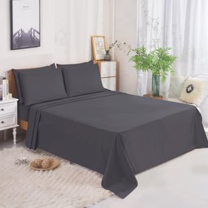 HADI LONDON 4 Pieces Sheets Set, 16 Inch Deep Pocket - Grey, King