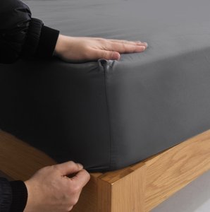 HADI LONDON 4 Pieces Sheets Set, 16 Inch Deep Pocket - Grey, King photo 5