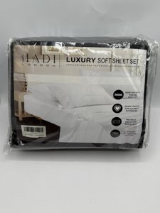 HADI LONDON 4 Pieces Sheets Set, 16 Inch Deep Pocket - Grey, King photo 2