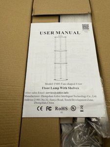 HOPEDAMAI Fan Shaped 4 Tier Floor Lamp with Shelves, White photo 4