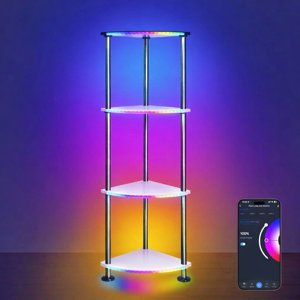 HOPEDAMAI Fan Shaped 4 Tier Floor Lamp with Shelves, White