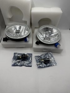 Pair 7" Round Sealed Beam Style Headlights w/ LED Bulbs & Adapters photo 3