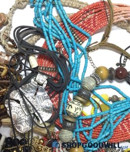 Natural Carved & Seed Bead Mixed Jewelry - 2lb Lot photo 2