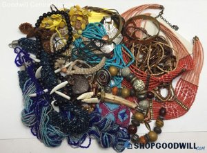 Natural Carved & Seed Bead Mixed Jewelry - 2lb Lot