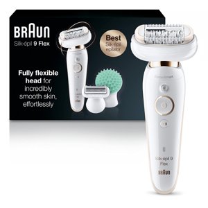 Braun Epilator Silk-épil 9 9-020 with Flexible Head, Facial Hair Removal for Women, Hair Removal Device, Shaver & Trimmer, Cordless, Rechargeable, Wet & Dry, Beauty Kit with Body Massage Pad