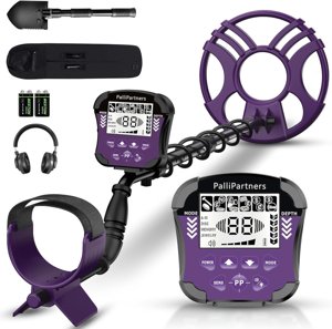 PalliPartners Metal Detector for Adults Waterproof-Professional Higher Accuracy Gold Detector with LCD Display,5 Mode,Advanced DSP Chip 12" Coil(Purple)