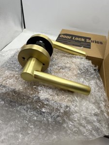 LOQRON Brushed Gold No Lock Passage Door Handle, Round Design Non-Locking Heavy Duty Door Lever with Satin Brass Finish, 3 Pack Wholesale Reversible for Left/Right Handed for Hallway and Closet Door photo 5