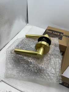 LOQRON Brushed Gold No Lock Passage Door Handle, Round Design Non-Locking Heavy Duty Door Lever with Satin Brass Finish, 3 Pack Wholesale Reversible for Left/Right Handed for Hallway and Closet Door photo 6